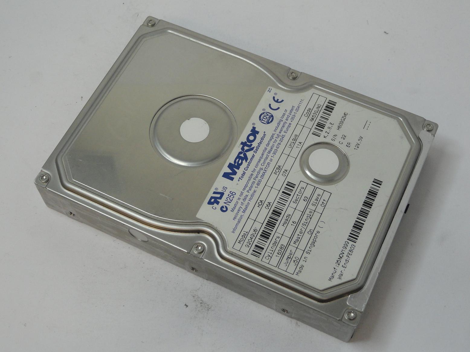 92049U6 - Maxtor 20GB 3.5" IDE HDD - Refurbished