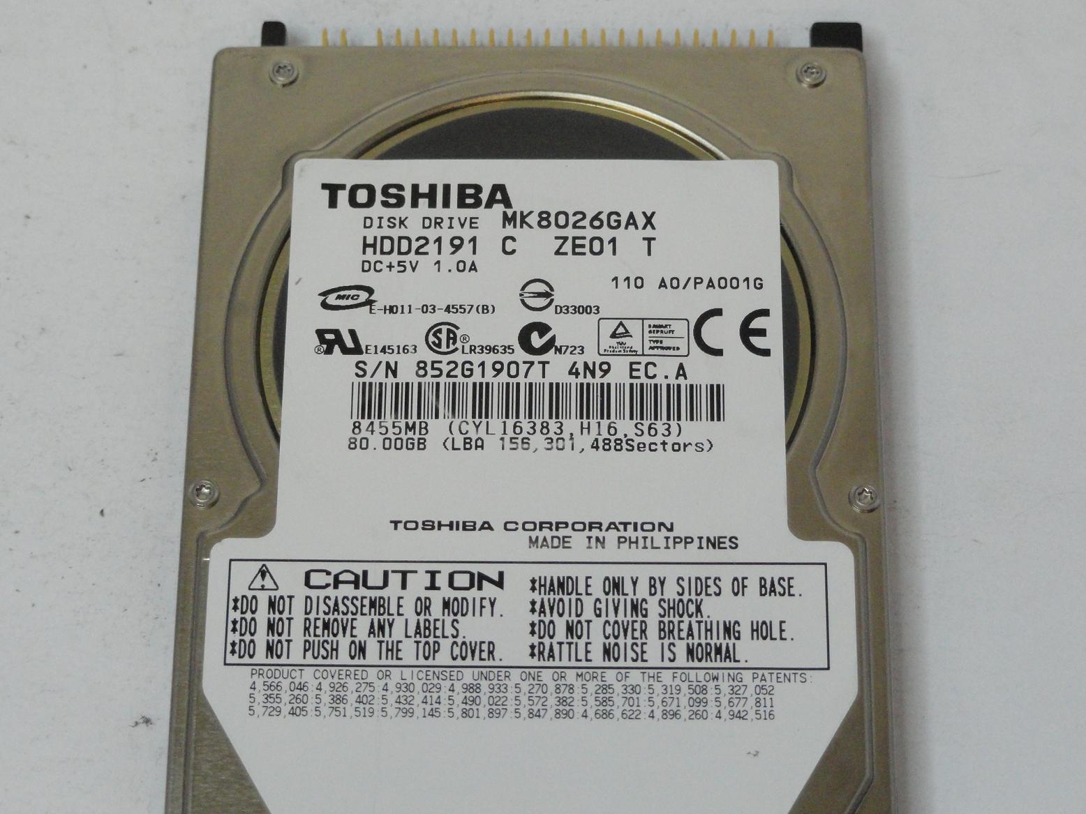 MC6420_HDD2191_Toshiba 80GB IDE 5400rpm 2.5in HDD - Image3
