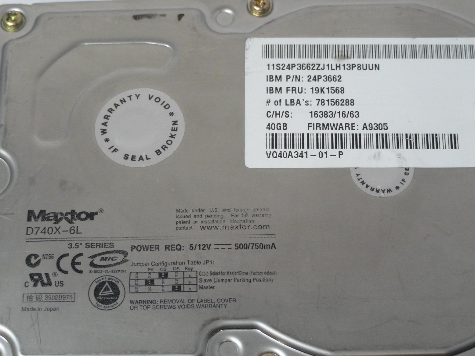 D740X-6L - Quantum IBM 40Gb IDE 7200rpm 3.5in HDD - USED