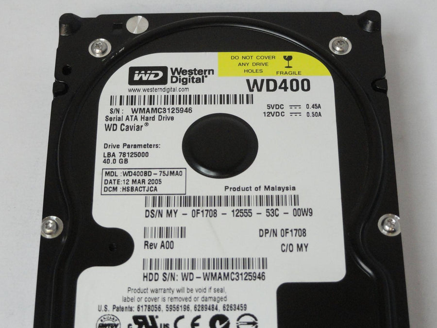 PR00346_WD400BD-75JMA0_Dell/Western Digital 40GB 7200Rrpm SATA HDD - Image2