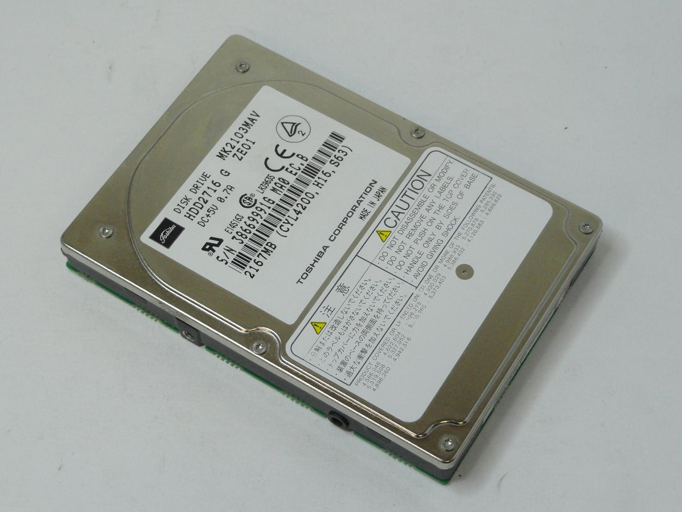 MK2103MAV - Toshiba 2.1GB IDE 4200rpm 2.5in HDD - Refurbished
