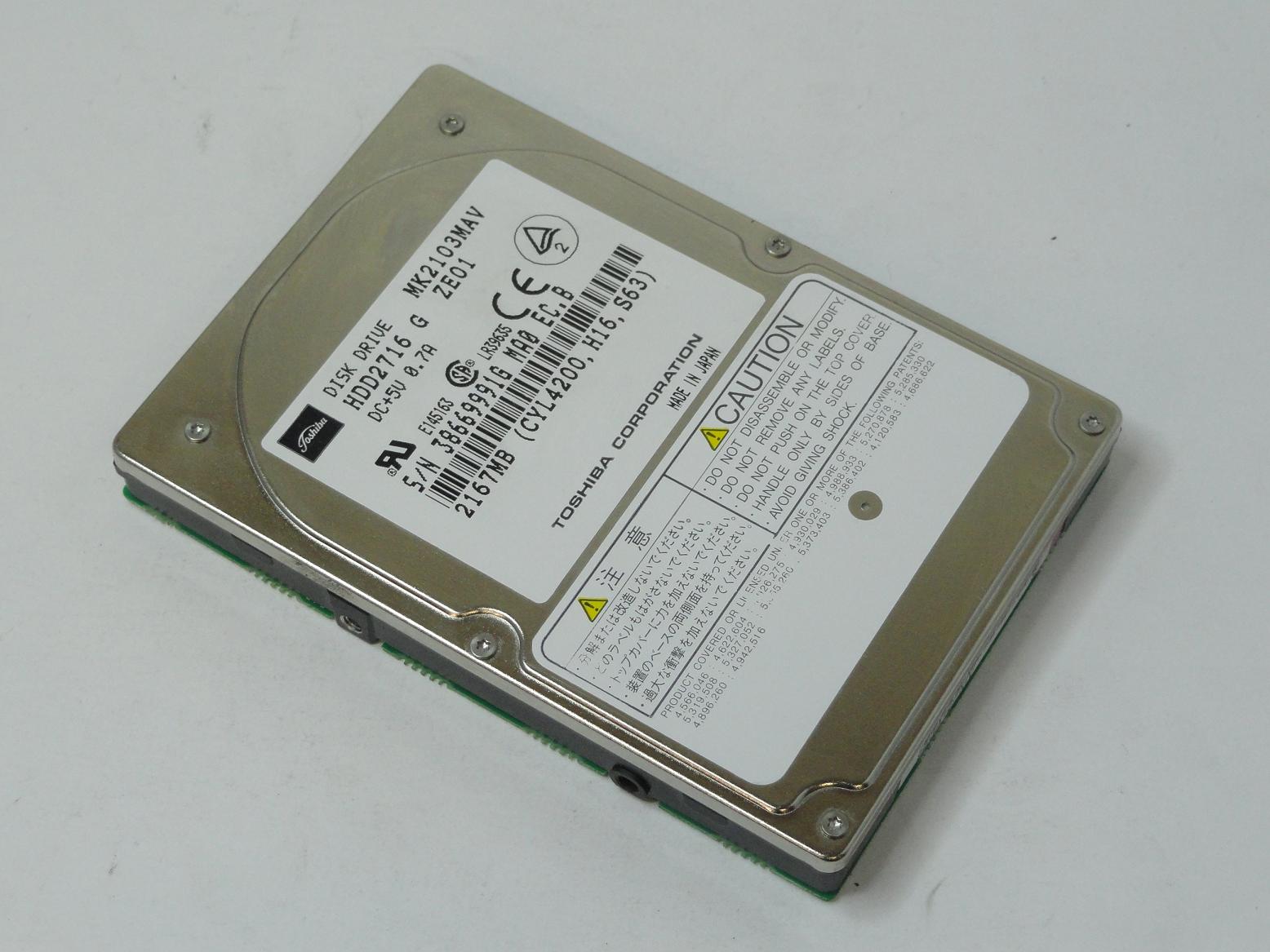 MK2103MAV - Toshiba 2.1GB IDE 4200rpm 2.5in HDD - Refurbished