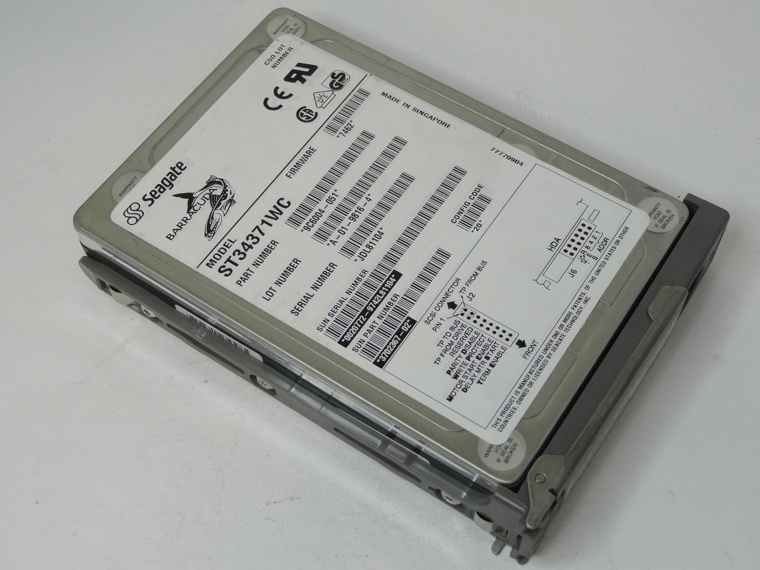 9C6004-051 - Seagate Sun 4.3GB SCSI 80 Pin 7200rpm 3.5in Barracuda HDD in Caddy - USED