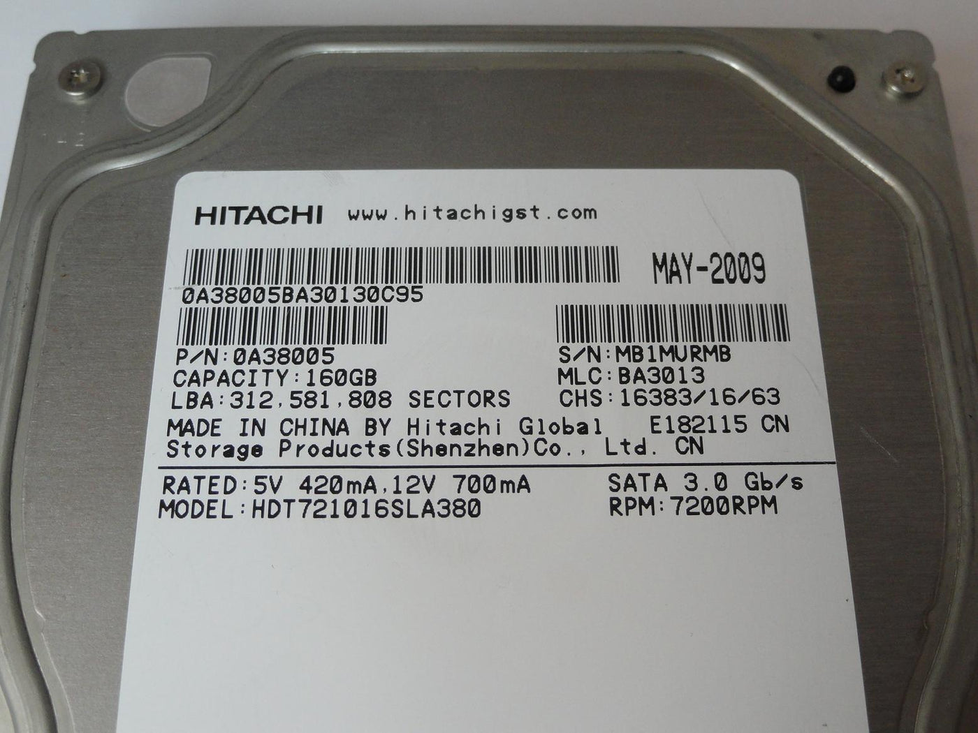 PR00399_0A38005_Hitachi 160GB SATA 7200rpm 3.5in HDD - Image3
