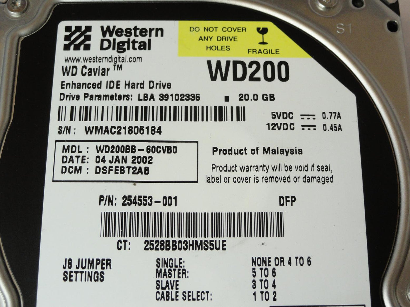 PR00444_WD200_Western Digital Compaq 20Gb IDE 7200rpm 3.5in HDD - Image3