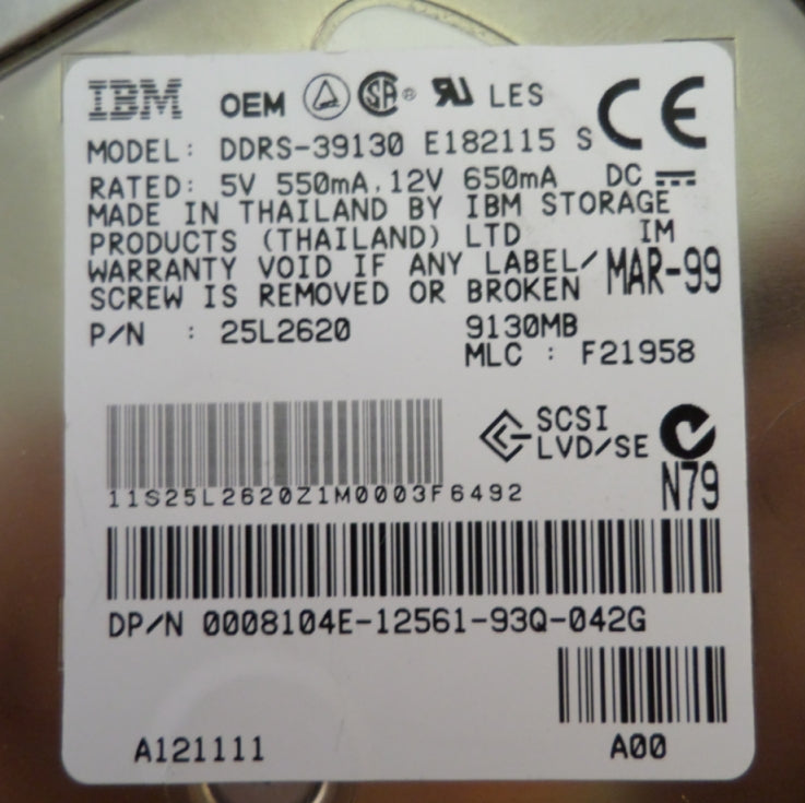MC0750_25L2620_IBM Dell 9.1GB SCSI 68 Pin 7200rpm 3.5in HDD - Image3