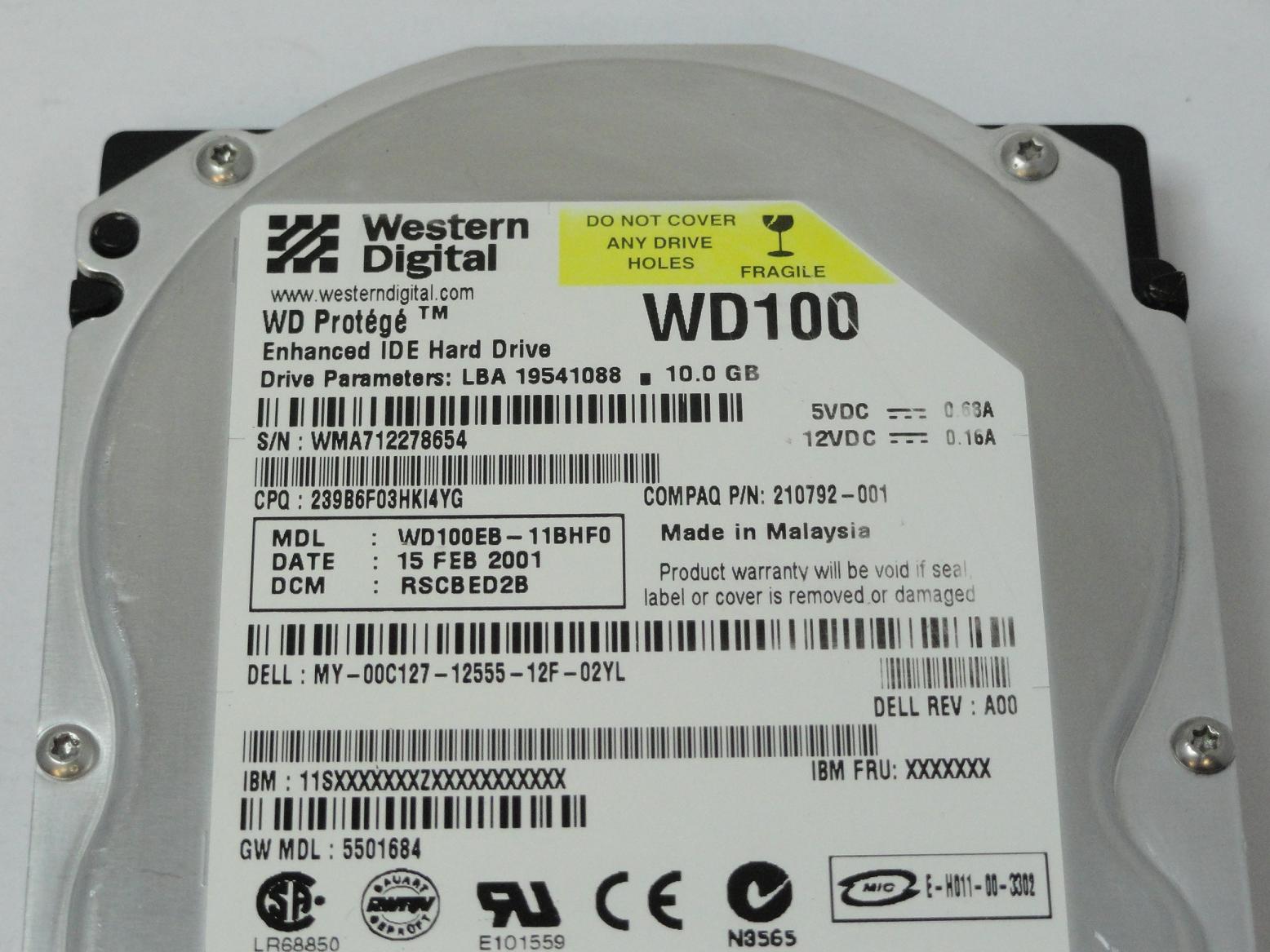 PR00816_WD100EB-11BHF0_HP/Western Digital 10GB 3.5" 5400rpm IDE HDD (Unte - Image2