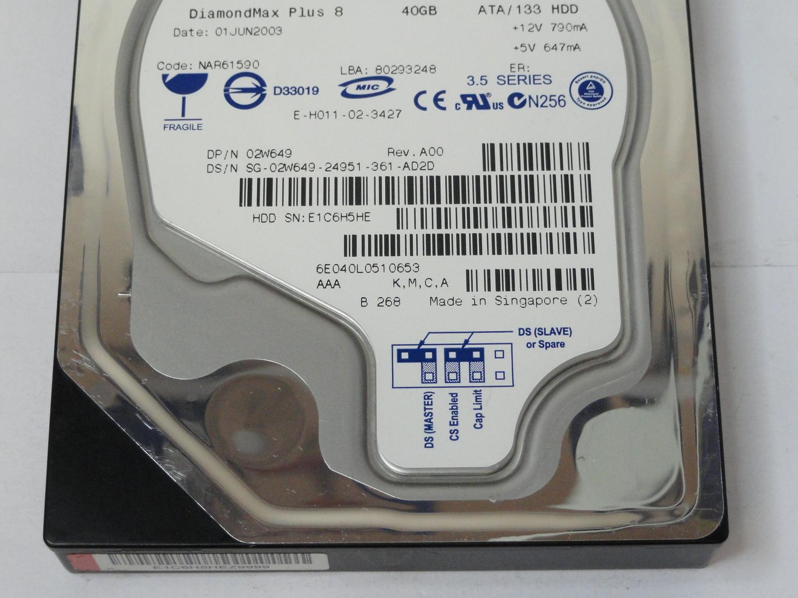 PR20783_6E040L0_Maxtor Dell 40GB IDE 7200rpm 3.5in HDD - Image3