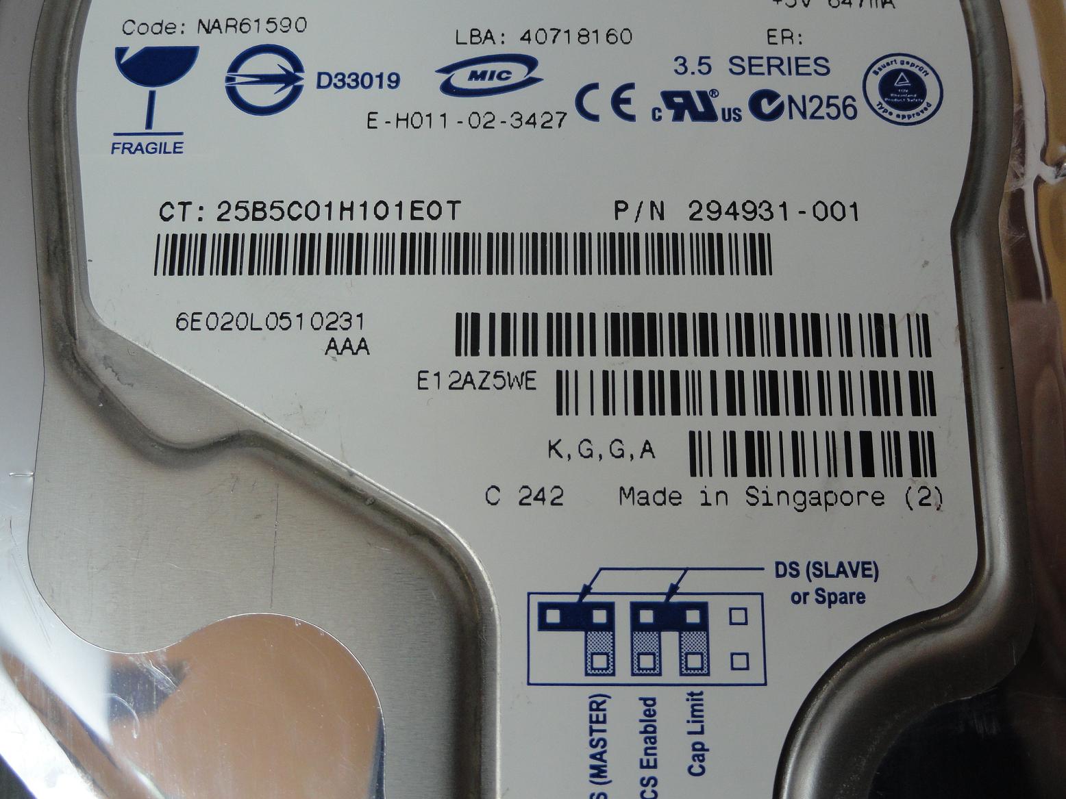 PR24404_6E020L0_Maxtor Compaq 20GB IDE 7200rpm 3.5in HDD - Image3