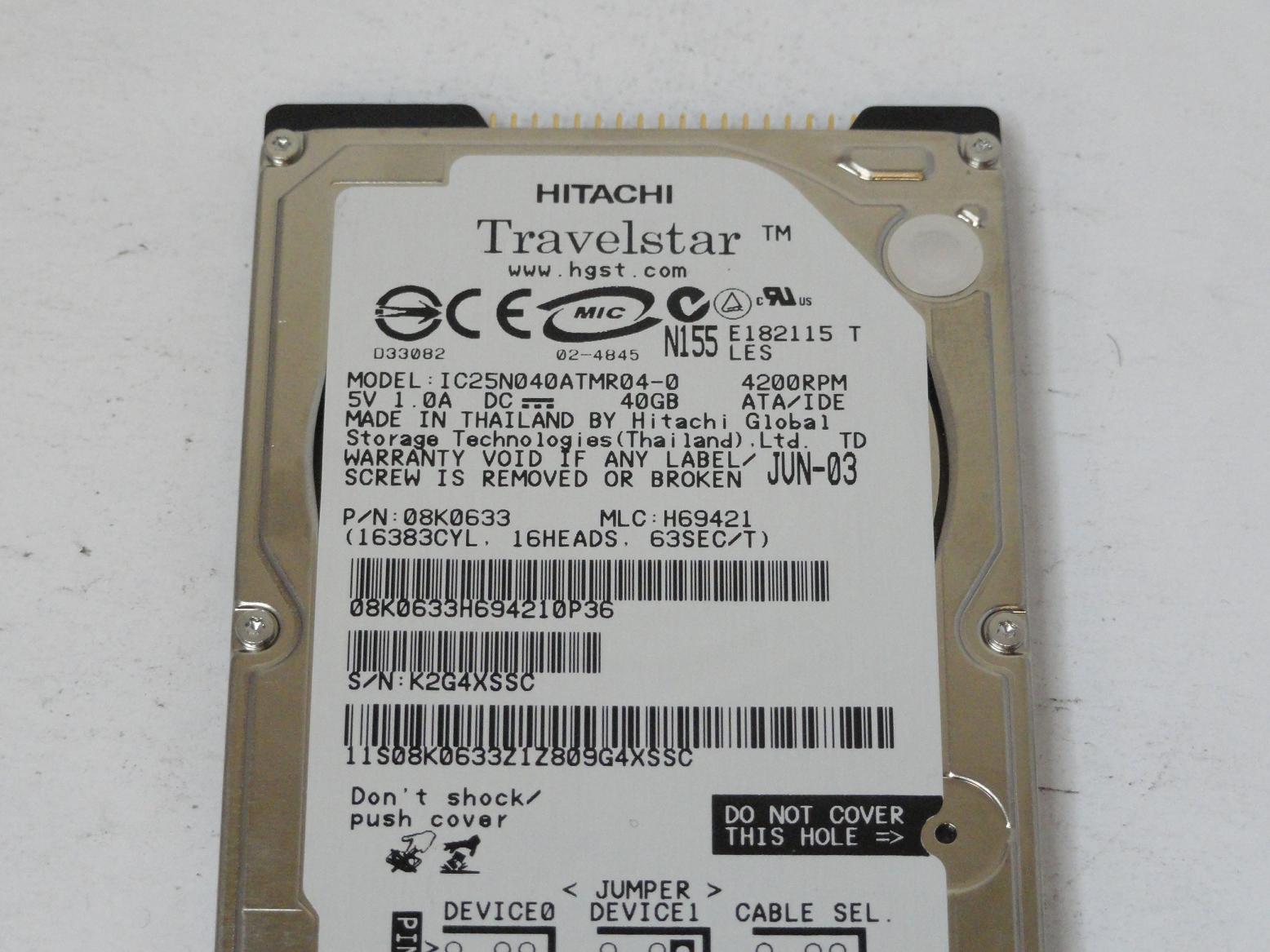 PR01755_08K0633_Hitachi 40GB IDE 4200rpm 2.5in HDD - Image3
