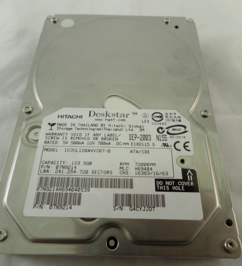 07N9214 - Hitachi 120GB IDE 7200rpm 3.5in HDD - Refurbished