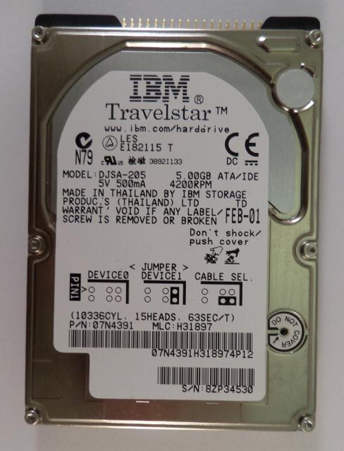 07N4391 - IBM 5GB IDE 4200rpm 2.5in Travelstar HDD - USED