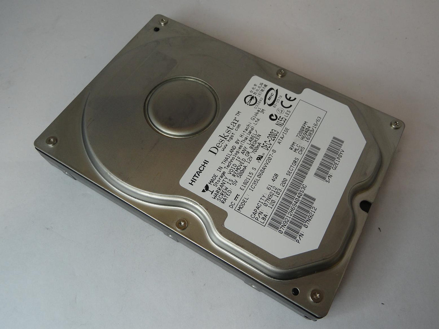 07N9212 - Hitachi 61.4GB IDE 7200rpm 3.5in Deskstar HDD - Refurbished