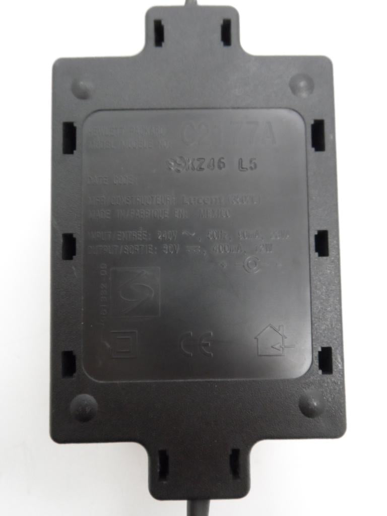 C2177A - HP, Printer Power supply, Input: 240V~50Hz 90mA 23VA, Output: 30V-400mA 12W, With Barrel Connector & UK 3 Pin Plug, Black - Refurbished
