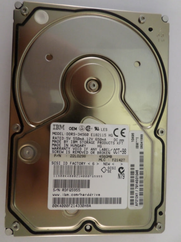 22L0298 - IBM 4.5GB SCSI 68 pin 7200rpm 3.5in HDD - USED