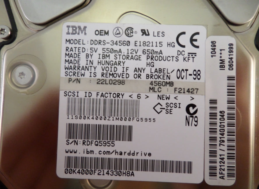 PR13506_22L0298_IBM 4.5GB SCSI 68 pin 7200rpm 3.5in HDD - Image2