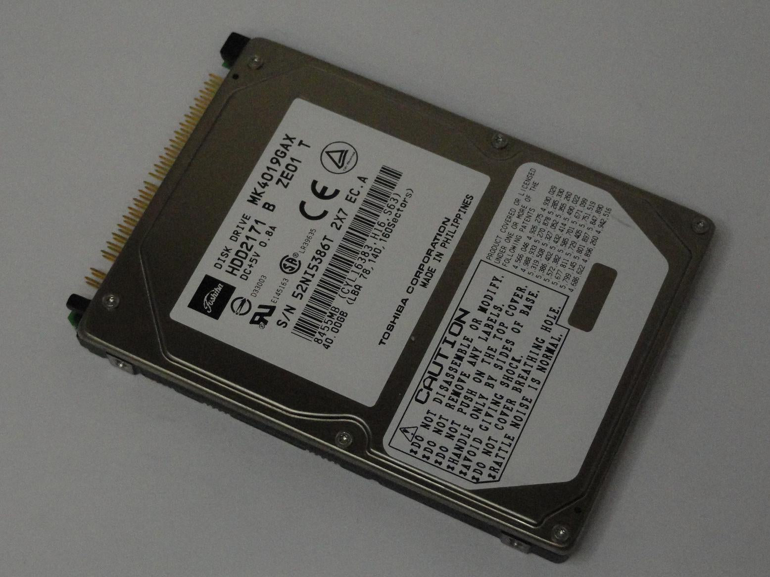HDD2171 - Toshiba 40GB IDE 5400rpm 2.5in HDD - Refurbished