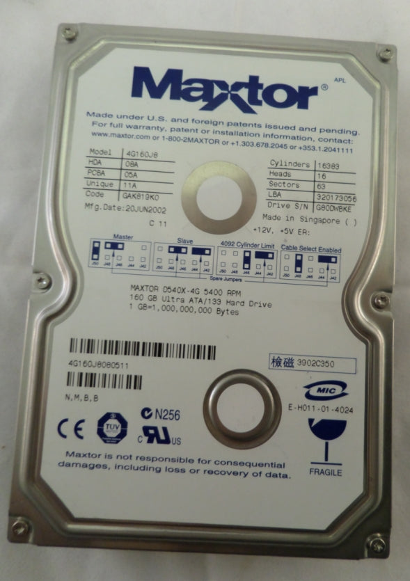 PR02609_D540X-4G_Maxtor 160GB IDE 5400rpm 3.5in HDD - Image5