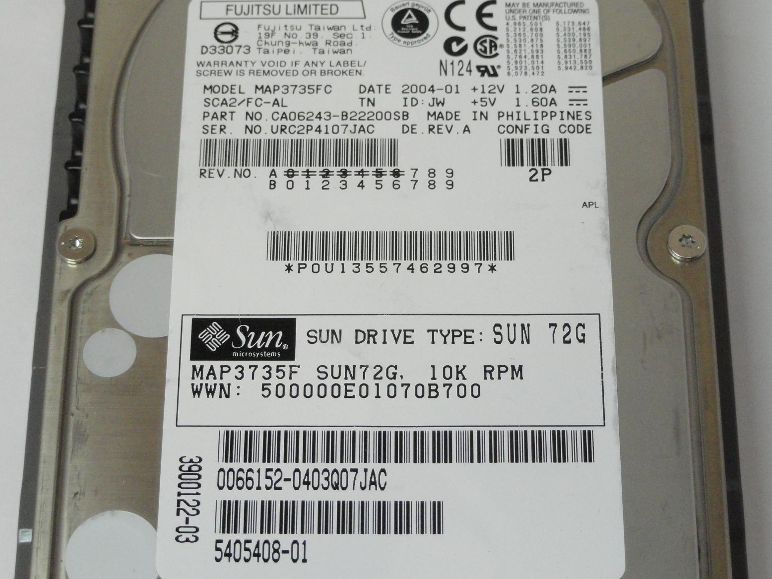 PR02698_CA06243-B22200SB_Fujitsu Sun 72GB Fibre Channel 10Krpm 3.5in HDD - Image4