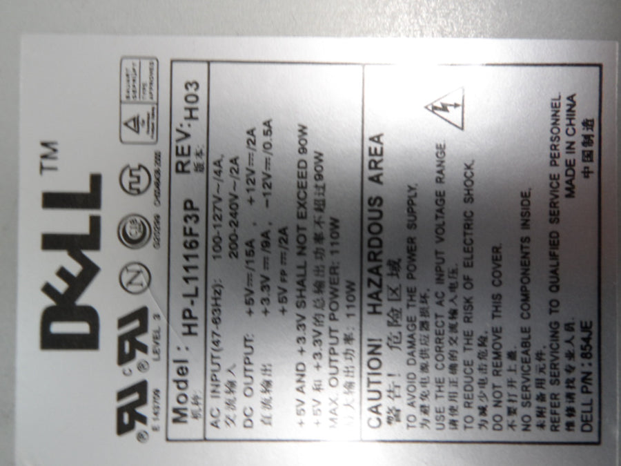 0854JE - Dell OptiPlex Power Supply 240V 2.0 A UK - Refurbished