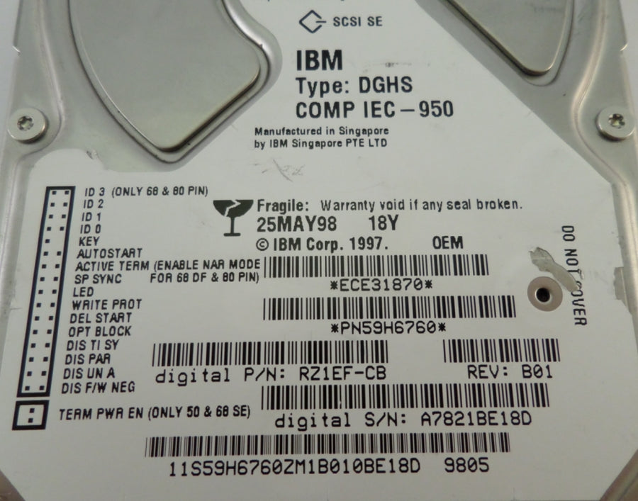 PR03178_59H6760_IBM 18.4Gb SCSI 68 Pin 3.5" 7200rpm HDD - Image2