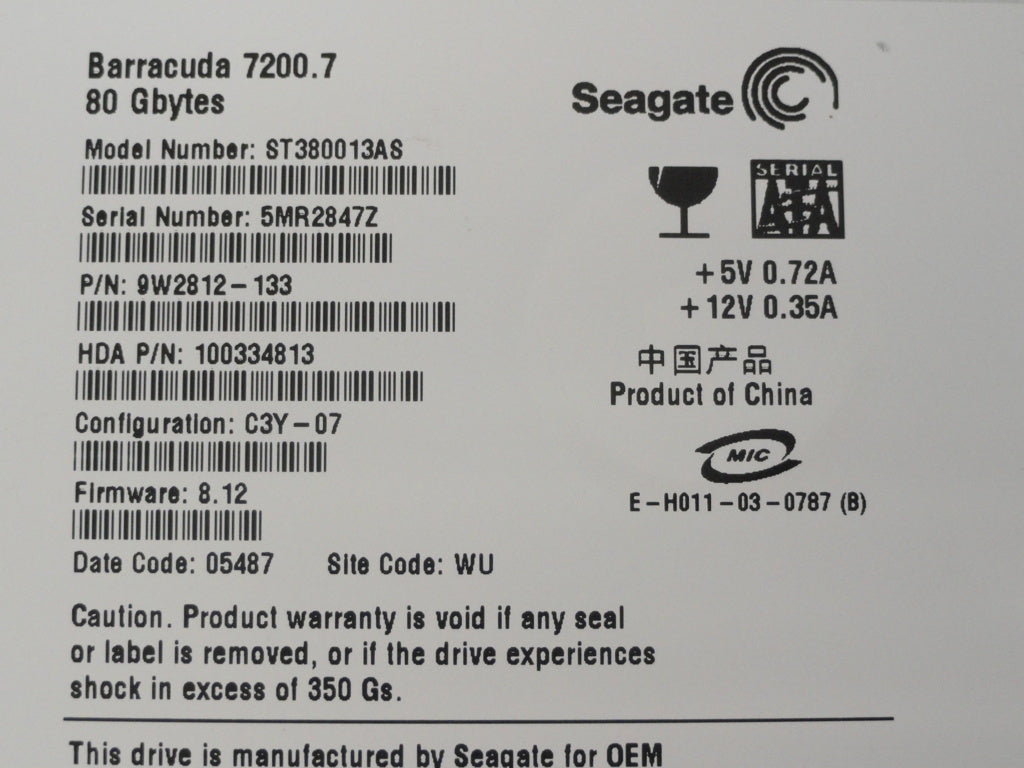 PR11904_9W2812-133_Seagate 80GB 7200RPM 3.5" SATA HDD - Image2
