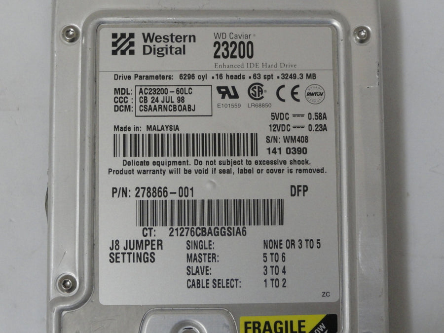 AC23200-60LC - WD / Compaq 3.2GB 3.5" IDE HDD - Refurbished