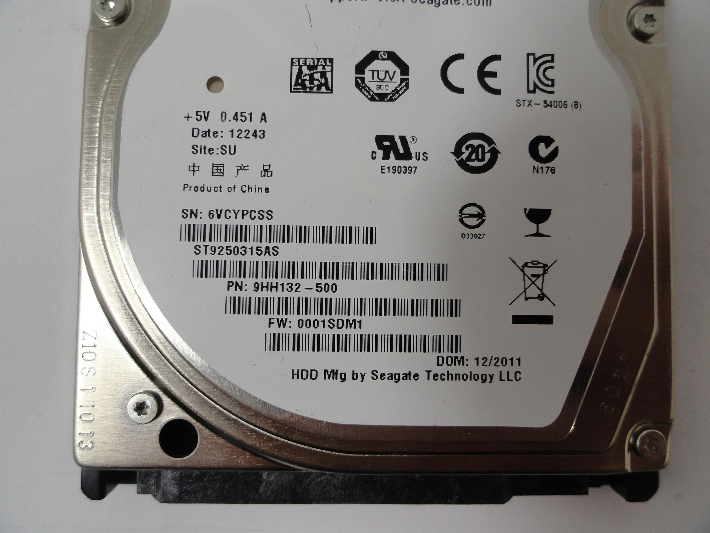 9HH132-500 - Seagate 250GB SATA 5400rpm Momentus 5400.6 HDD - USED