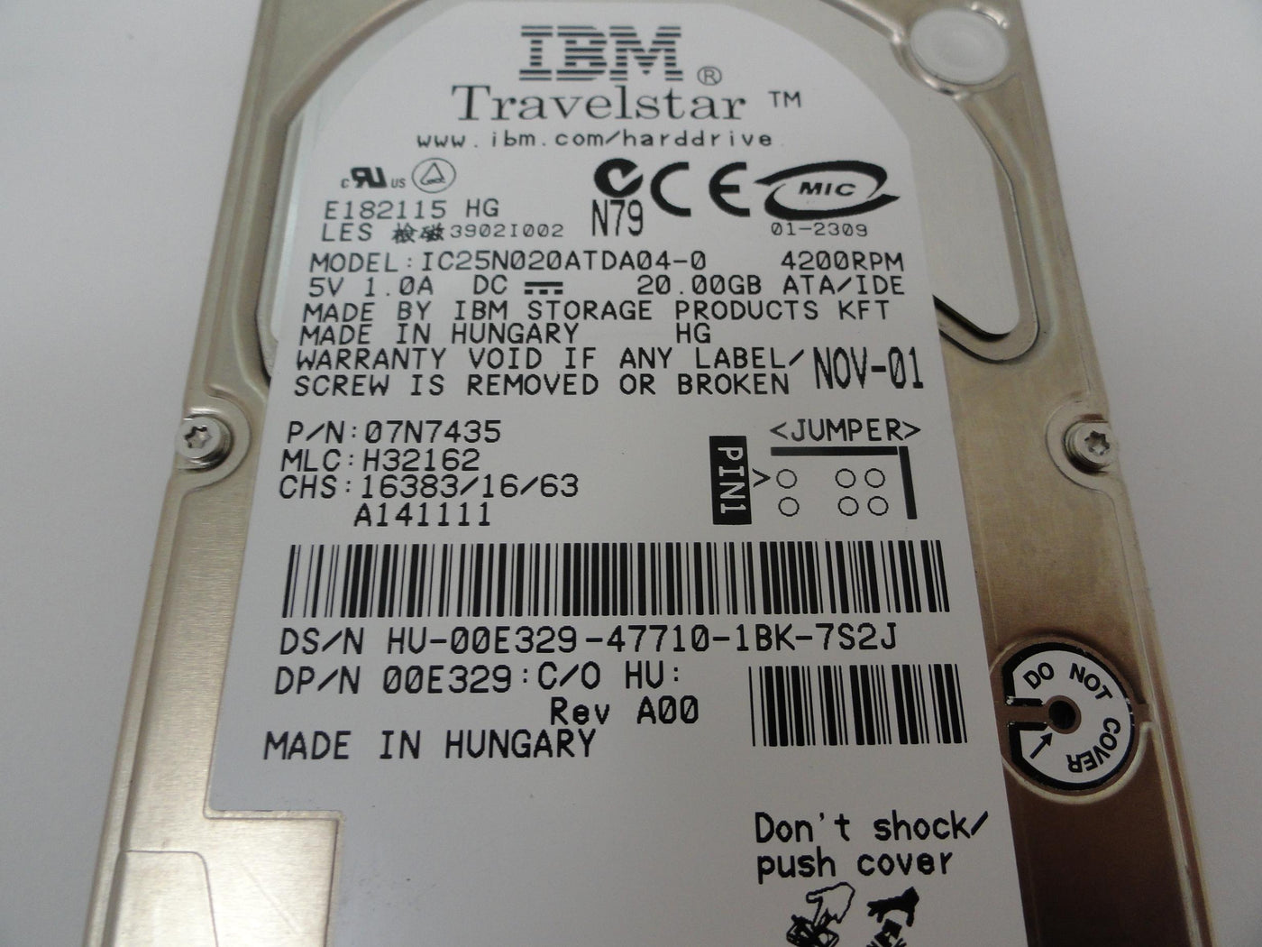 PR16038_07N7435_IBM Dell 20Gb IDE 4200Rpm 2.5" Laptop HDD - Image2