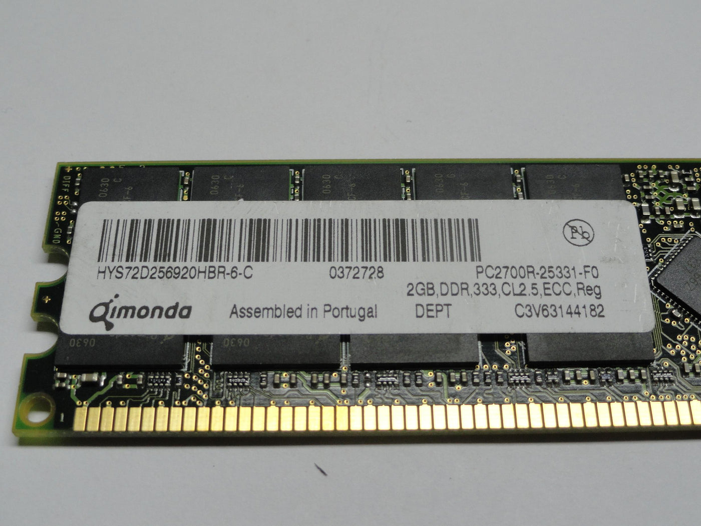 PR16061_PC2700R-25331-F0_Qimonda 2GB 184p PC2700 DDR333 ECC RDIMM RAM - Image2