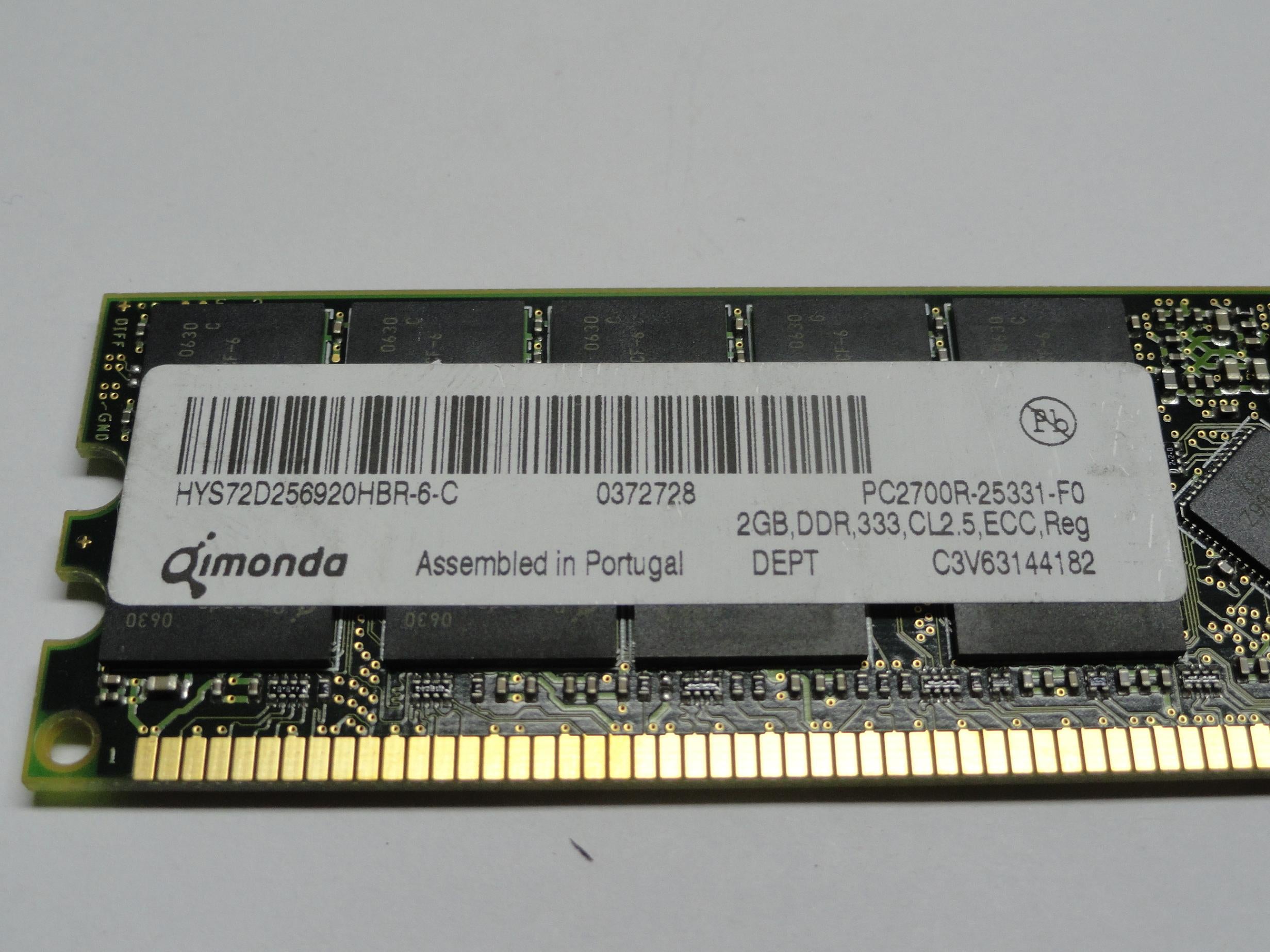 PR16061_PC2700R-25331-F0_Qimonda 2GB 184p PC2700 DDR333 ECC RDIMM RAM - Image2