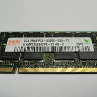 PC2-5300S-555-12 - Hynix 2Gb 200 Pin PC2-5300 CL5 DDR2-667 16c 128x8 2Rx8 1.8V SODIMM Mmeory Module - Refurbished