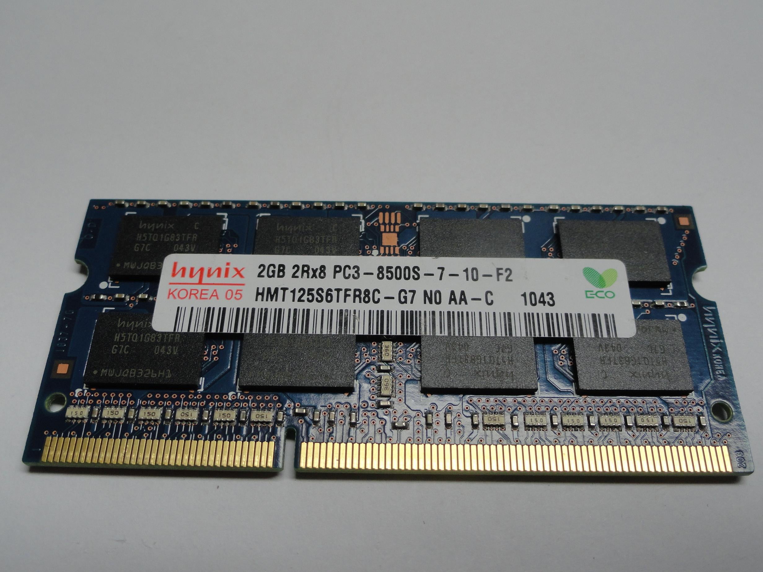 PC3-8500S-7-10-F2 - Hynix 2Gb 204 Pin PC3-8500 CL7 DDR3-1066 16c 128x8  2Rx8 1.5V SODIMM Memory Module - Refurbished