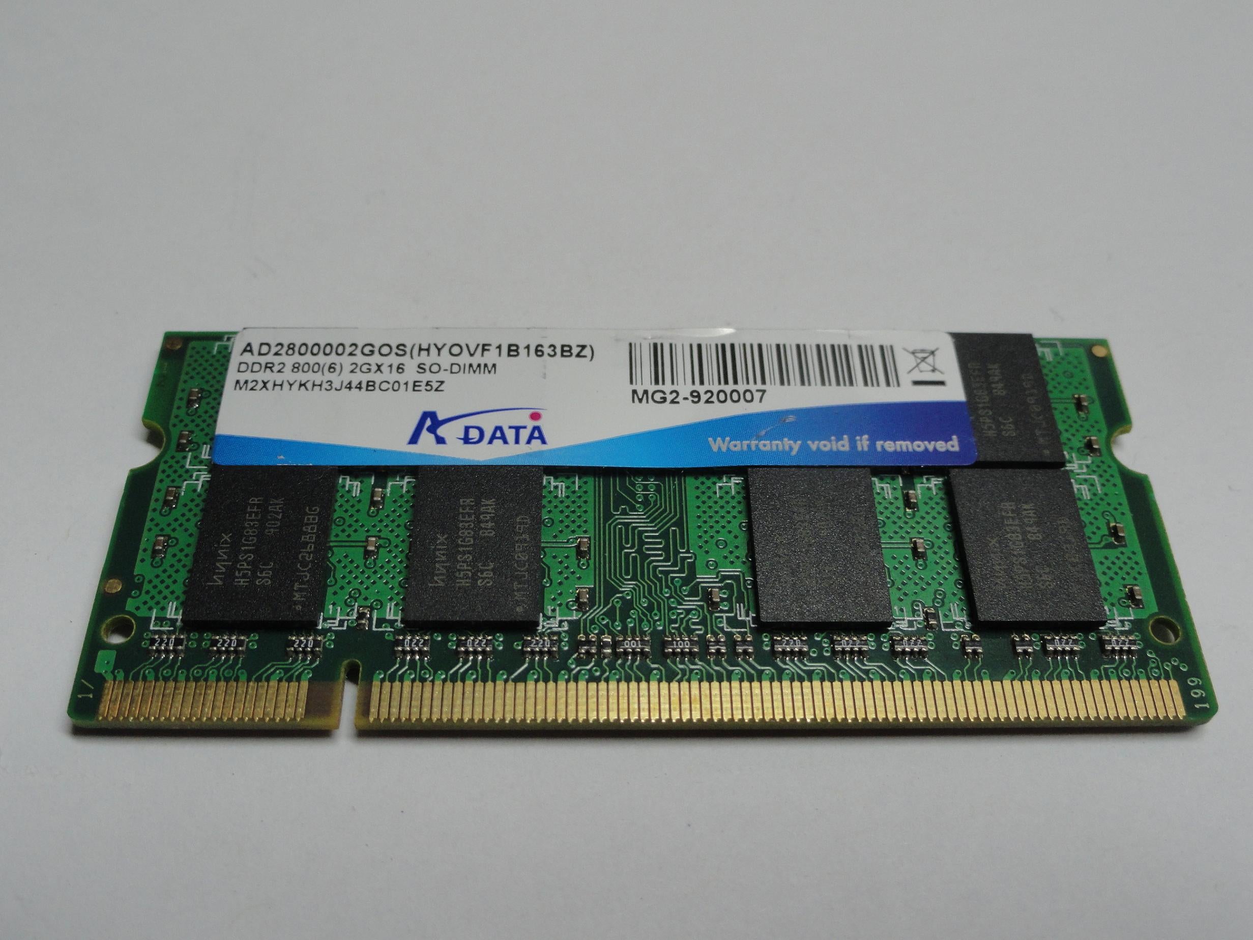 AD2800002GOS - A-Data 2Gb 200 Pin PC2-6400 DDR2-800 CL6 16c 128x8 2Rx8 1.8V SODIMM Memory Module - Refurbished
