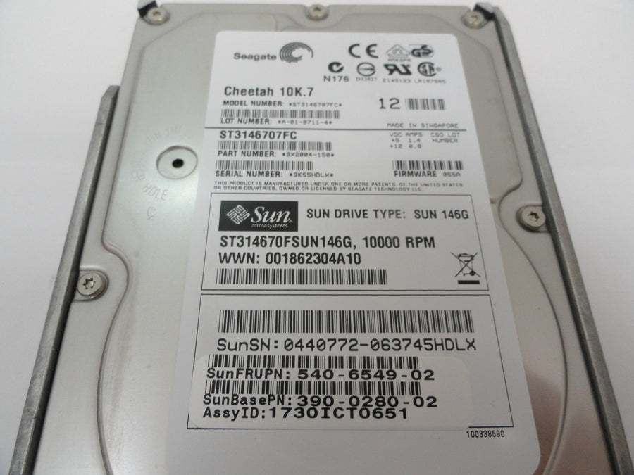 9X2004-150 - Seagate Sun 146GB Fibre Channel 10Krpm 3.5in Cheetah 10K.7 HDD in Caddy - Refurbished