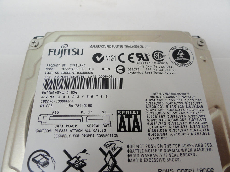 PR12265_MHV2040BH_Fujitsu 40Gb SATA 5400rpm 2.5in Laptop HDD - Image2