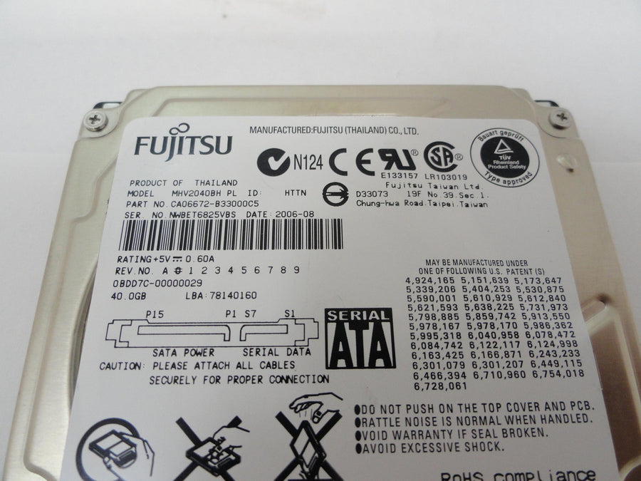 PR18662_MHV2040BH_Fujitsu 40Gb SATA 5400rpm 2.5in Laptop HDD - Image2