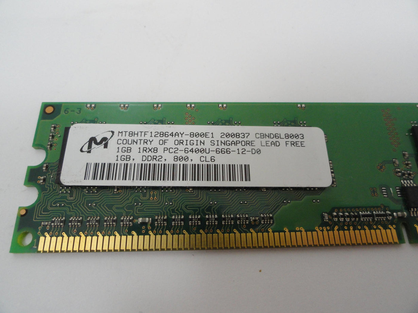 MT8HTF12864AY-800E1 - HP Micron 1Gb PC2-6400 DDR2-800MHz Non-ECC CL6 240-Pin DIMM RAM Module - Refurbished