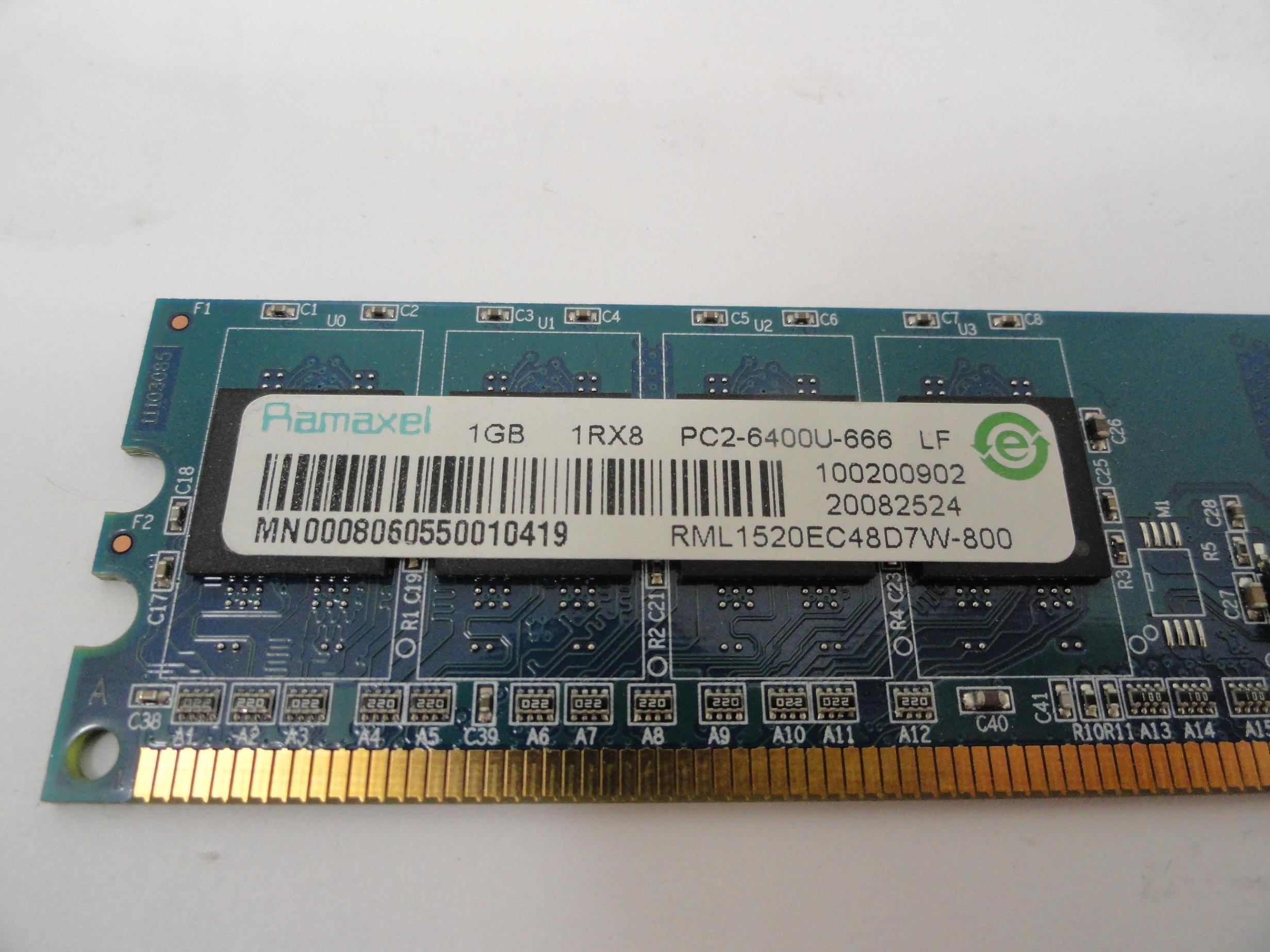 RML1520EC48D7W-800 - HP Ramaxel 1Gb PC2-6400 DDR2-800MHz Non-ECC CL6 240-Pin DIMM RAM Module - Refurbished