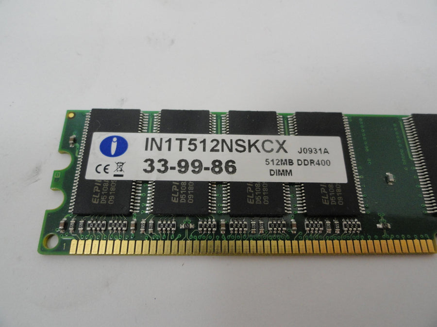 IN1T512NSKCX - Integral 512Mb PC-3200 DDR400 DIMM RAM - Refurbished