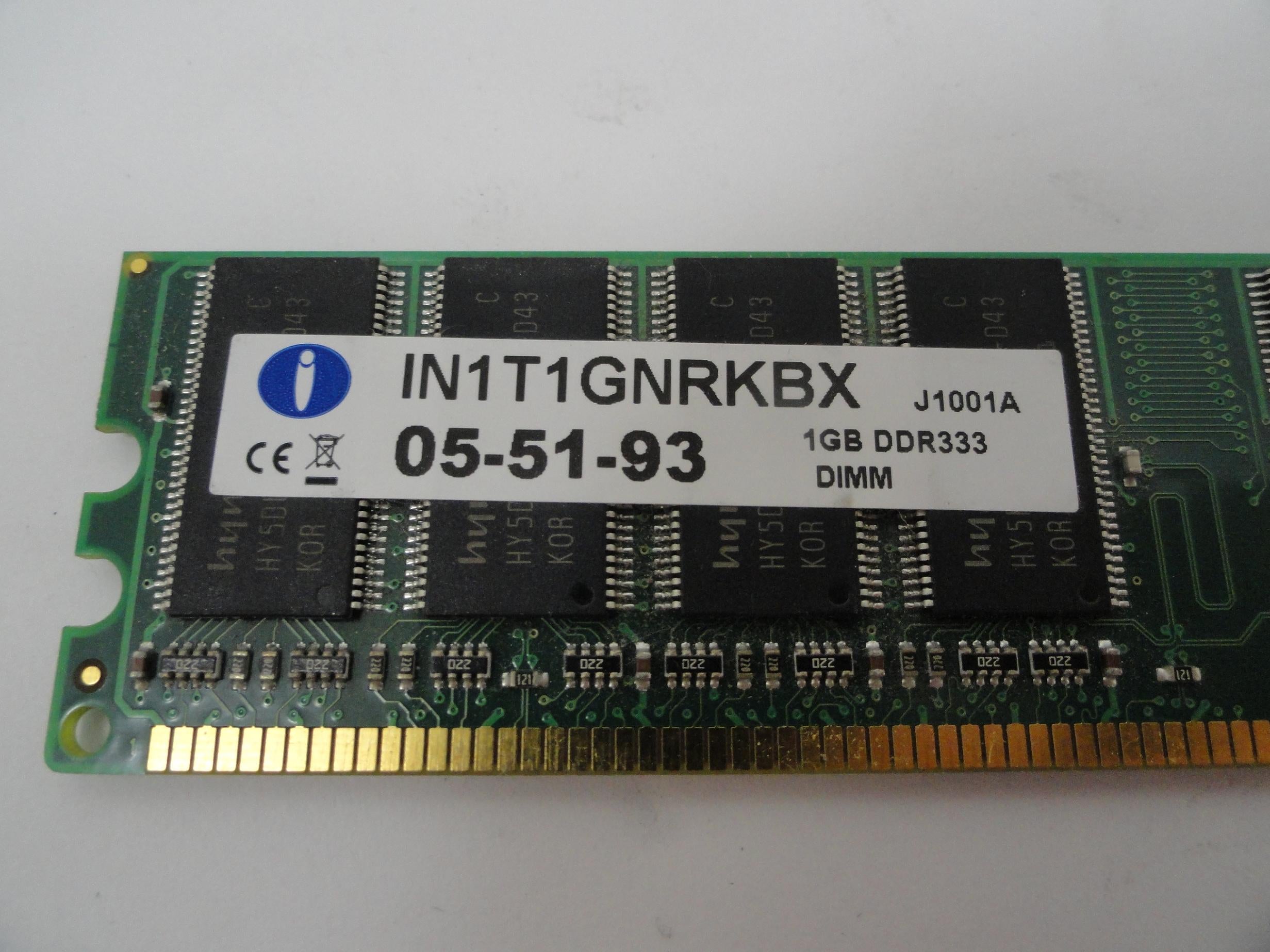 IN1T1GNRKBX - Integral 1GB PC-2700 DDR333 DIMM RAM - Refurbished