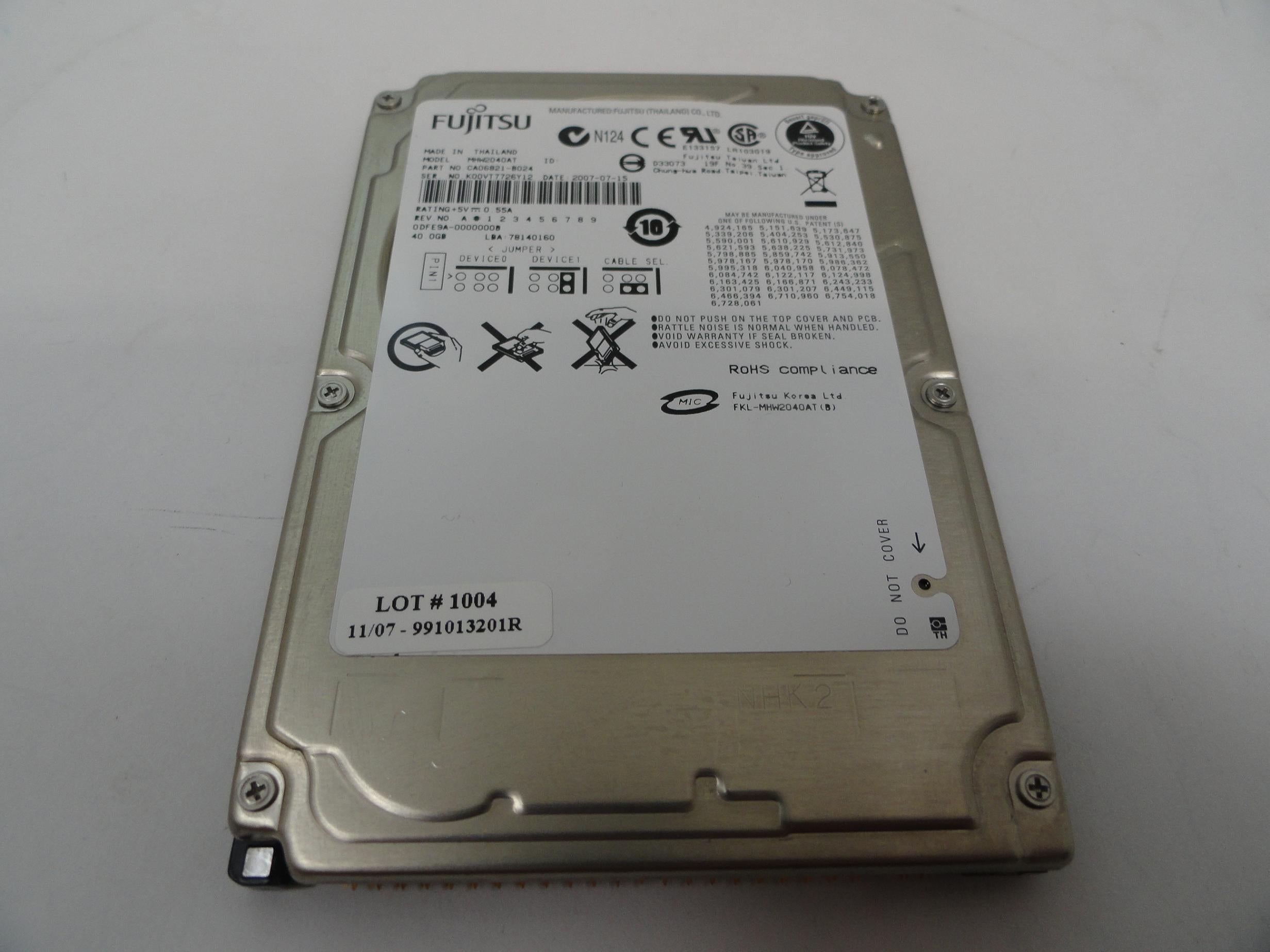 PR18903_CA06821-B024_Fujitsu 40Gb IDE 4200rpm Laptop HDD - Image3