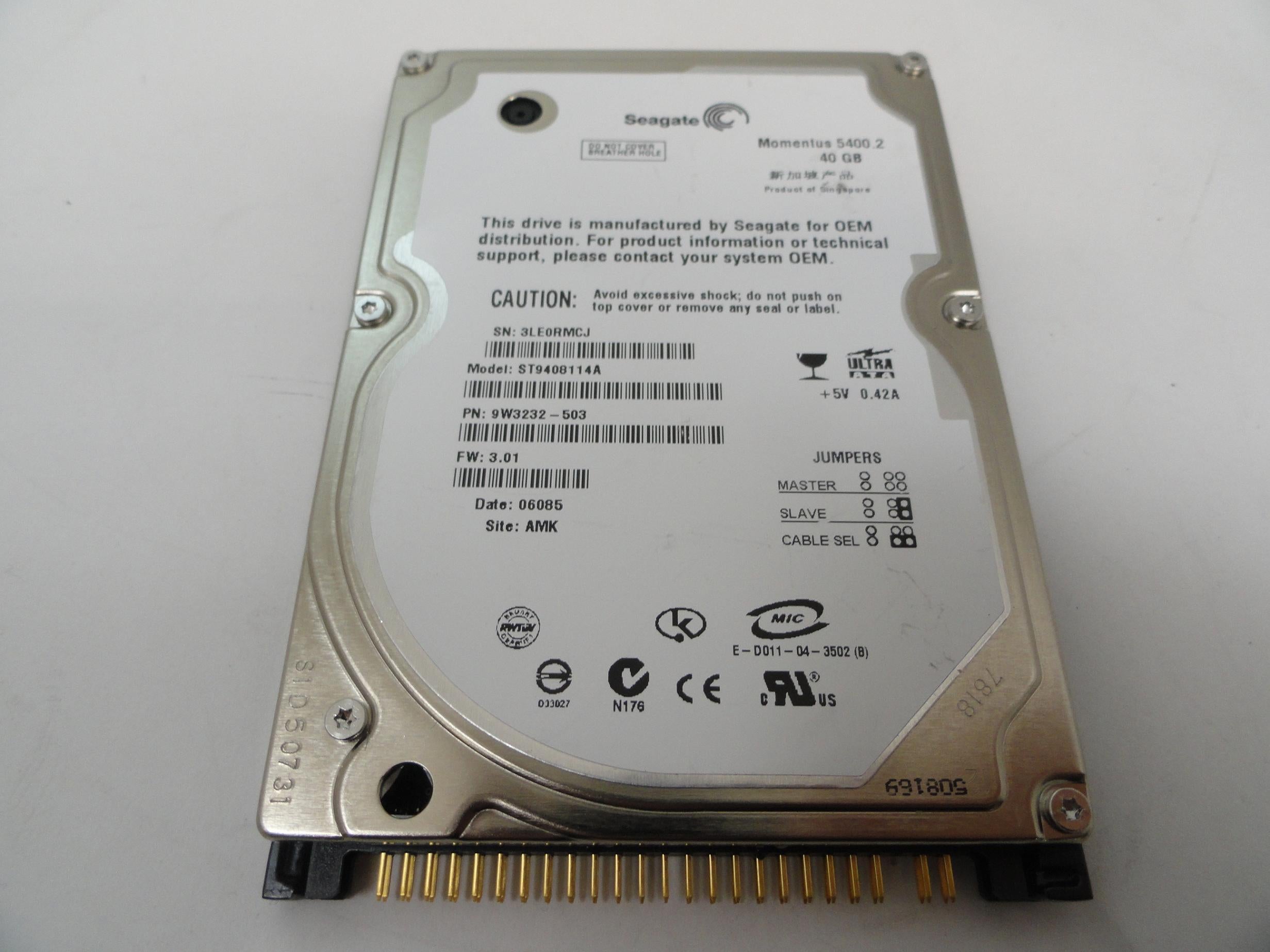 PR18908_9W3232-503_Seagate 40Gb IDE 5400rpm Laptop HDD - Image3