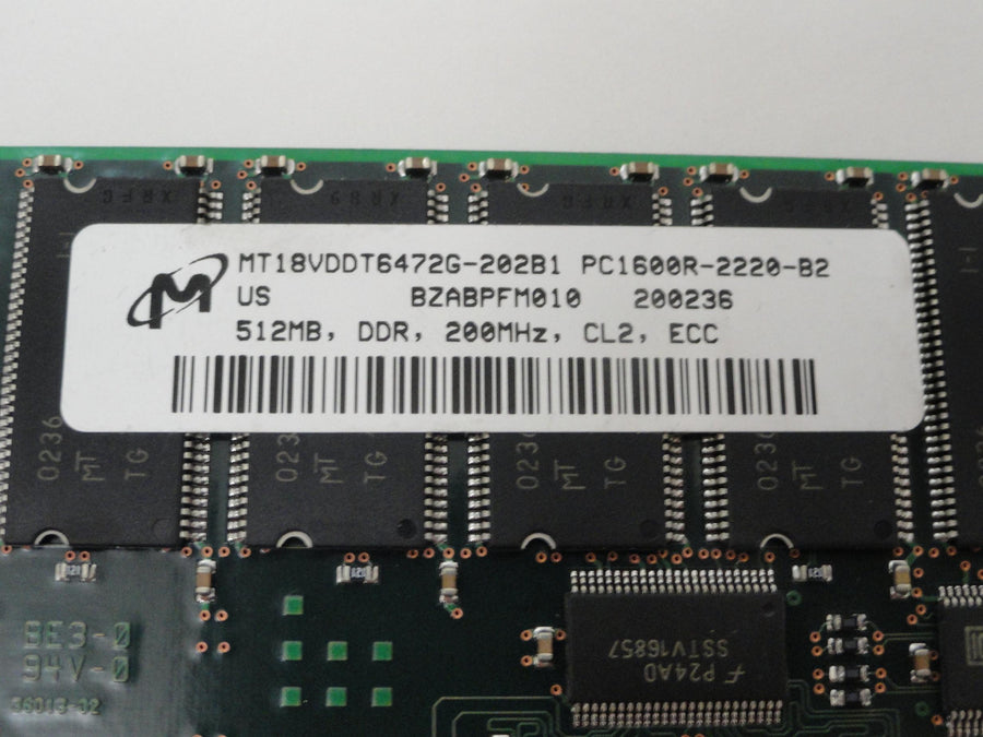 PC1600R-2220-B2 - Micron HP 512Mb 200MHz ECC CL2 DDR RAM Module - Refurbished