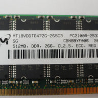 PC210R-25331-Z - Micron HP 512Mb DDR-266 CL2.5 ECC Reg RAM Module - Refurbished
