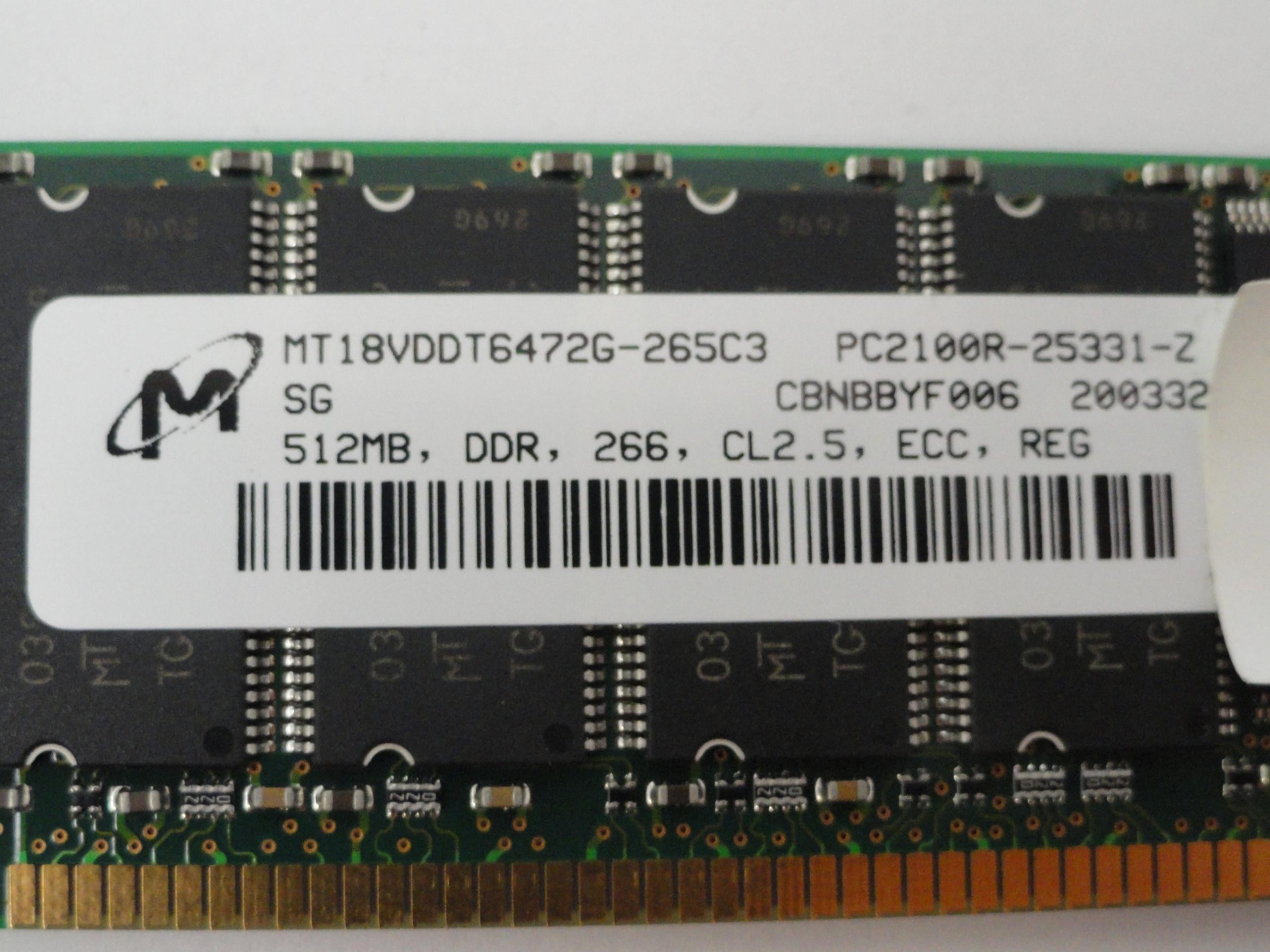 PC210R-25331-Z - Micron HP 512Mb DDR-266 CL2.5 ECC Reg RAM Module - Refurbished