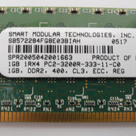 PC2-3200R-333-11-C0 - Smart Modular Technologies HP 1Gb PC2-3200R DDR2 400MHz CL3 ECC Reg 240 Pin RAM - Refurbished