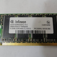 HYS72D64320HU-5-C - Infineon / SUN 512MB DDR-400 Memory Module DDR-400 CL3 ECC PC3200U-30330-BO - Refurbished