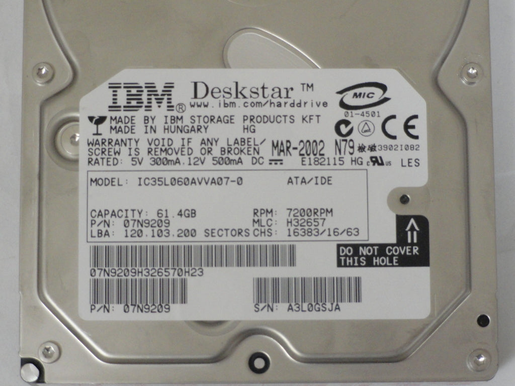 07N8148 - IBM / Apple 40GB 3.5" IDE HDD - Refurbished
