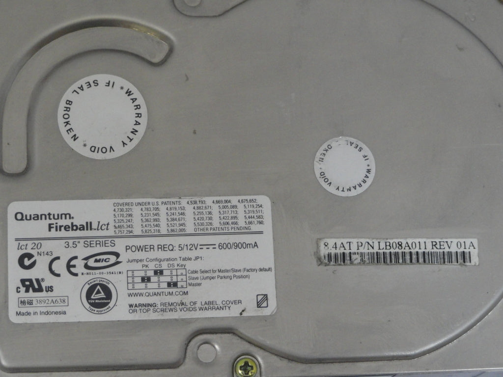 LB08A011 - Quantum 8.4GB IDE 5400rpm 3.5" HDD - Refurbished